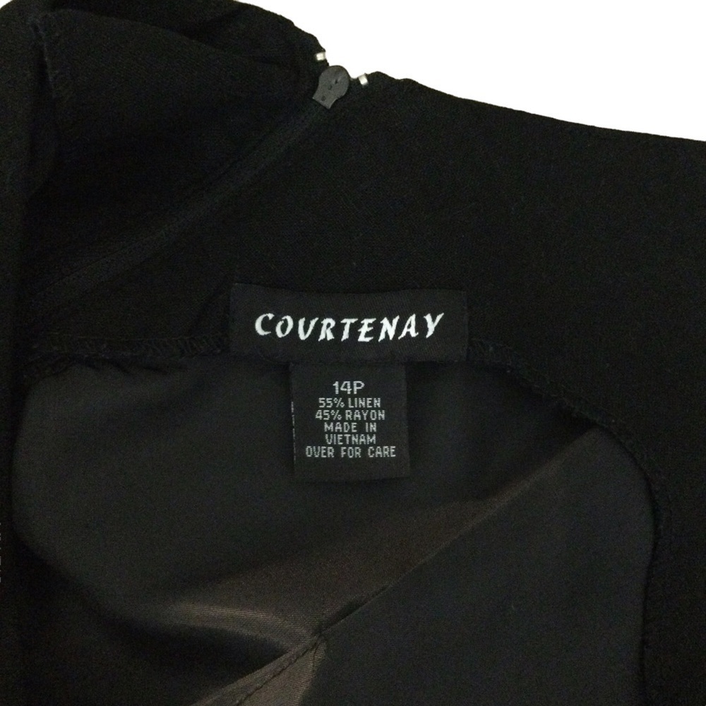 Courtenay‎ Linen Blend Black Tan Leaf/Zebra Print Belted Women Dress Size 14 P - Picture 12 of 12